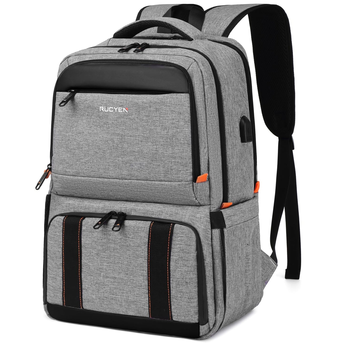 RUCYEN Lunch Backpack  Insulated Cooler Backpack Lunch Box for Men Women  15.6 Inches RFID Blocking Laptop Backpack with USB Port for Work Travel Picnics Hiking Grey-New