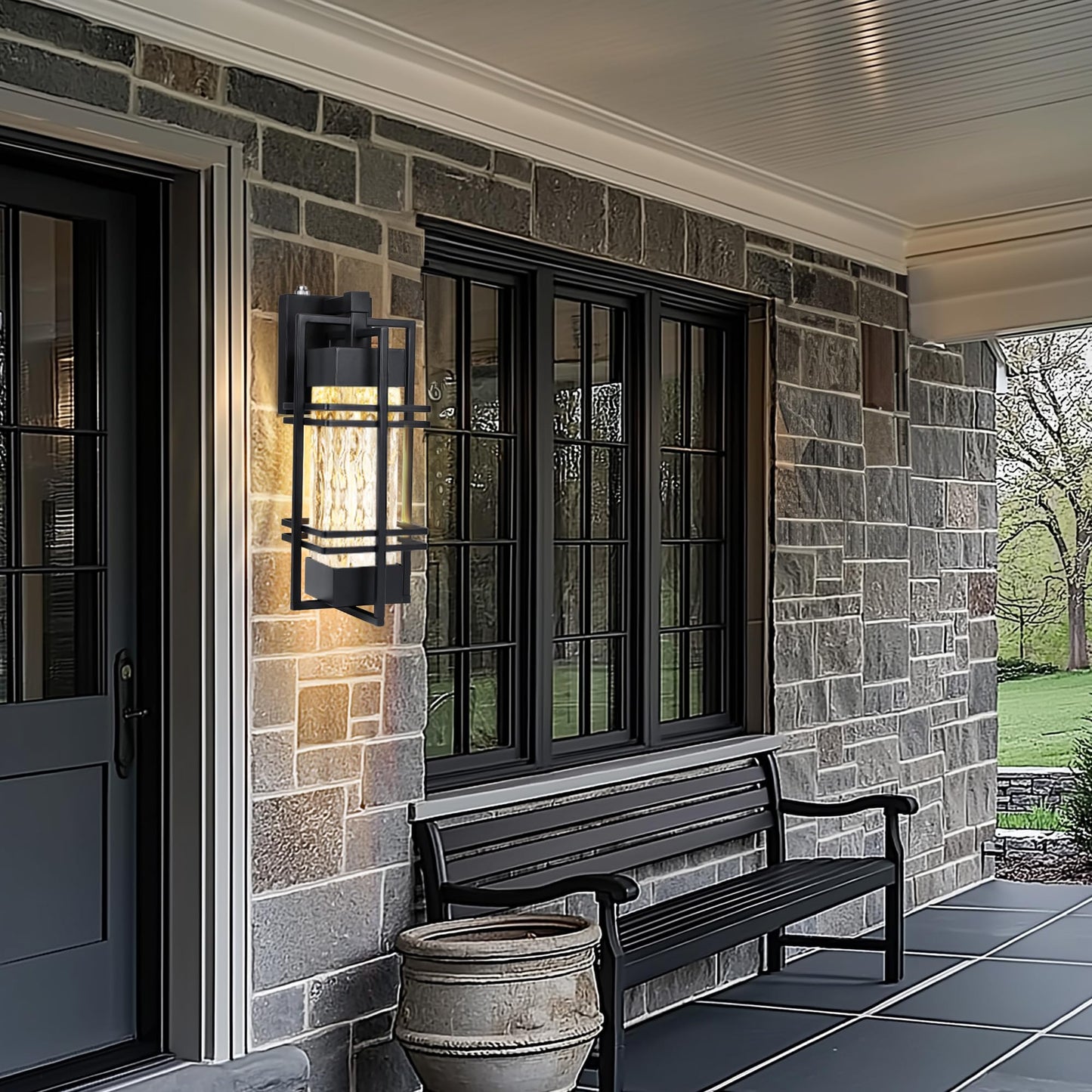 Wihtu Dusk To Dawn Outdoor Front Porch Light Fixtures Wall Mount  Waterproof Wall Sconce Lights(1 Pack)  Sensor Exterior Lighting Fixtures For House  Outside Lantern Lamp For Garage  Doorway