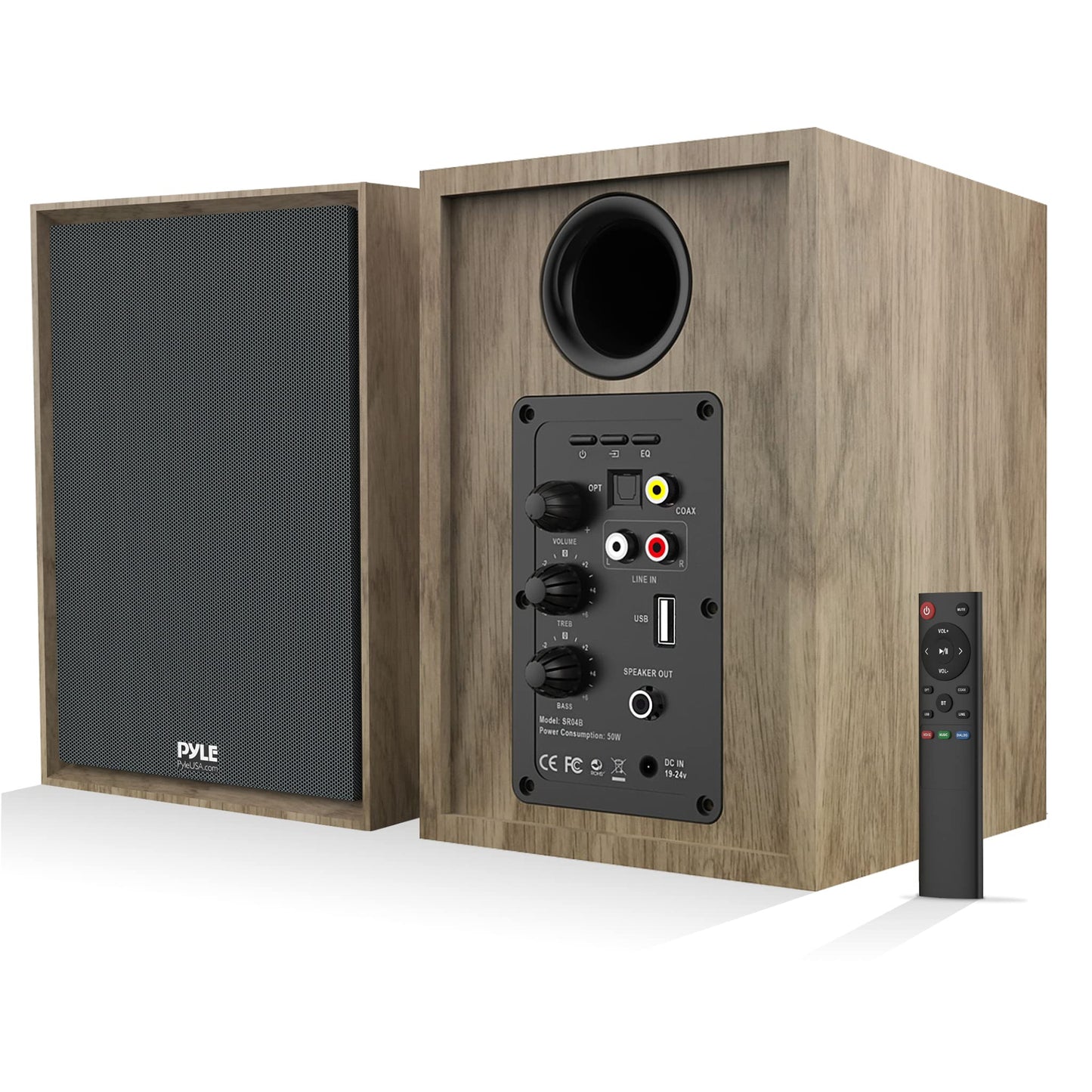 Pyleusa Powered Bookshelf Speaker Monitors Hifi Studio Monitor Computer Desk Stereo Speaker System Opt/Coax/Rca/Usb/Aux Out Conn