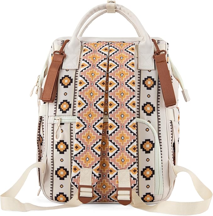 Wrangler Aztec Backpack Organized Daypack Travel Baby Bag with Stroller Strap and Side Bottle Pockets WG2204-9110TN