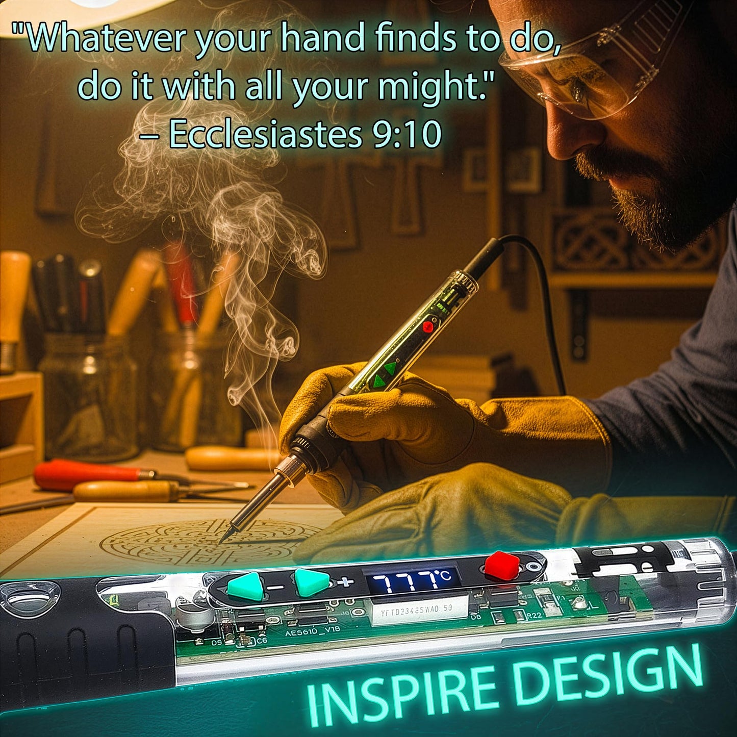 lnside lnsight 68W Adjustable Temperature Soldering Iron Kit | Clear Shell See-Through Solder Gun Tool | Complete Starter Set for Electronics, STEM & DIY Projects