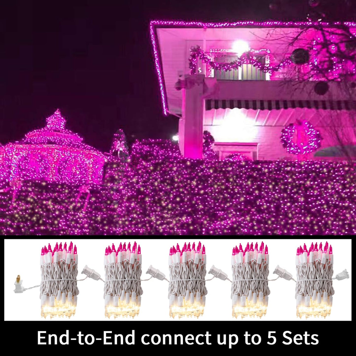 Lamphome Pink Clear Christmas ValentineS String Lights 100 Mini Incandescent Fairy Light Decor 20 Ft White Wire Indoor & Outdoor Party Patio Bedroom  Xmas Tree Garland Easter Holiday Decoration
