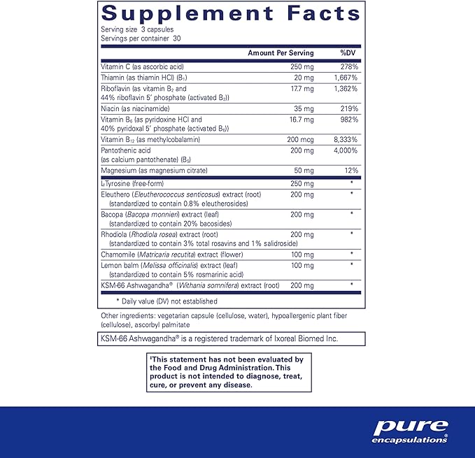 Pure Encapsulations Daily Stress Formula | Promotes Relaxation and Moderates The Effects of Occasional Stress*| 90 Capsules