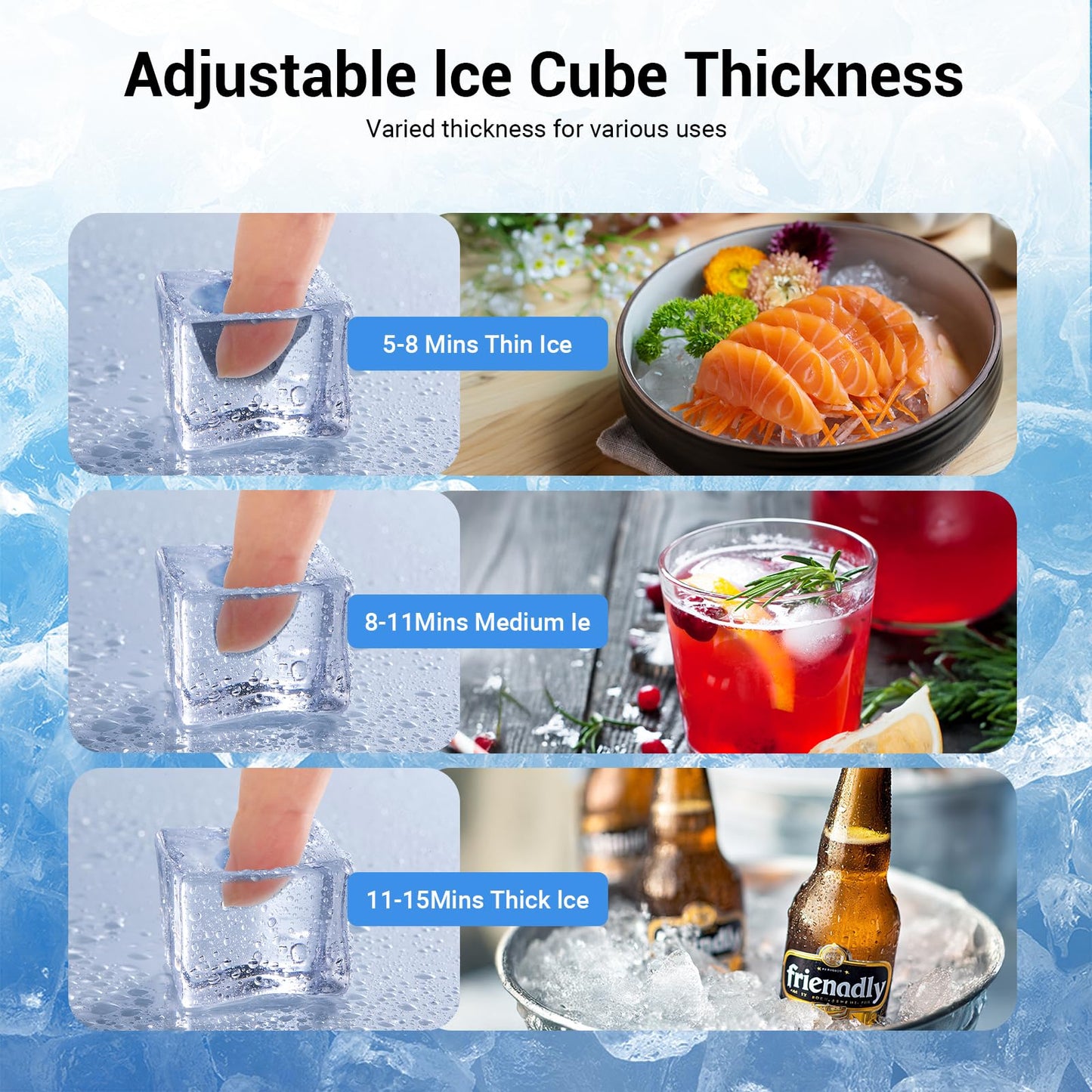 Commercial Ice Machine 680LBS/24H with 560LBS Storage Bin, Large Industrial Ice Maker, Self-Cleaning, Timing Function, 210 Ice Cubes in 5-15min, Adjustable Ice Thicknesses