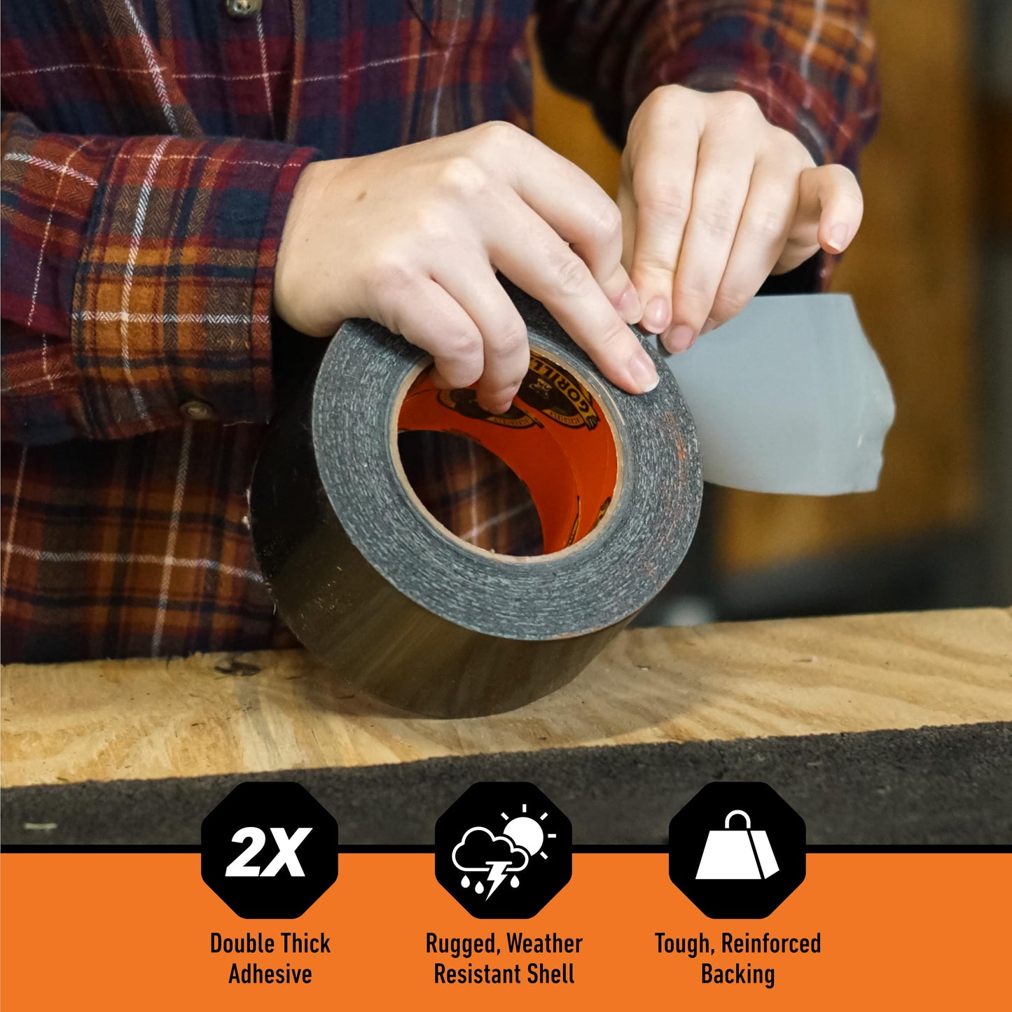 Gorilla Tape Tough & Wide, Black Tape, 2.88" x 25 yd (Pack of 1) - Heavy Duty and Weather Resistant for Indoor or Outdoor