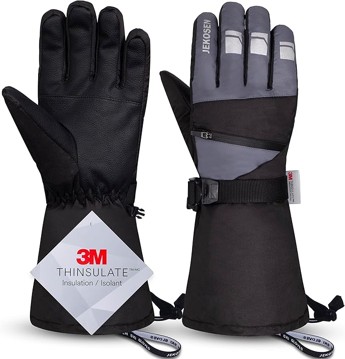 JEKOSEN Ski Gloves Mens Womens Waterproof Touchscreen Snowboard Gloves Snow Winter