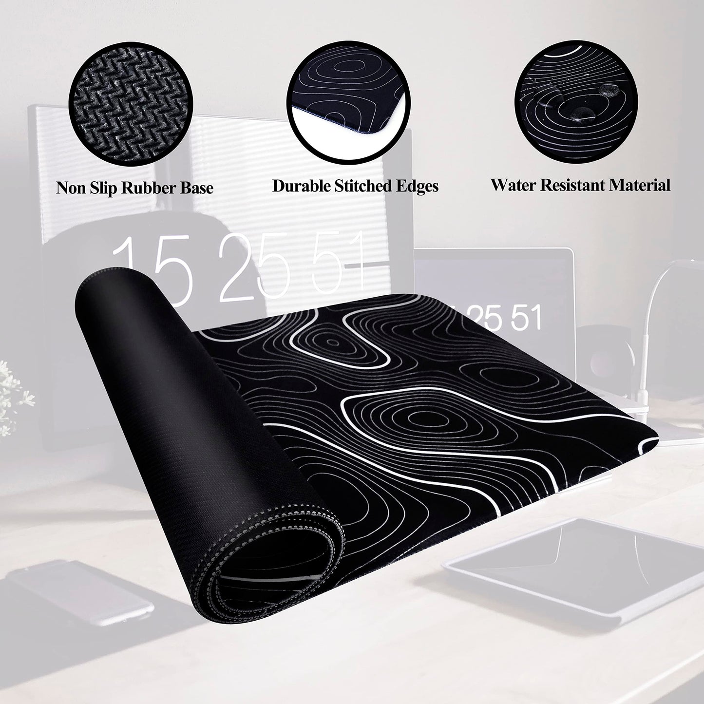 Viorichve Large Gaming Mouse Pad Extended Big XXL Mouse Pad Keyboard Laptop Computer Desk Mat with Non-Slip Base Stitched Edge for Home Office Gaming Work