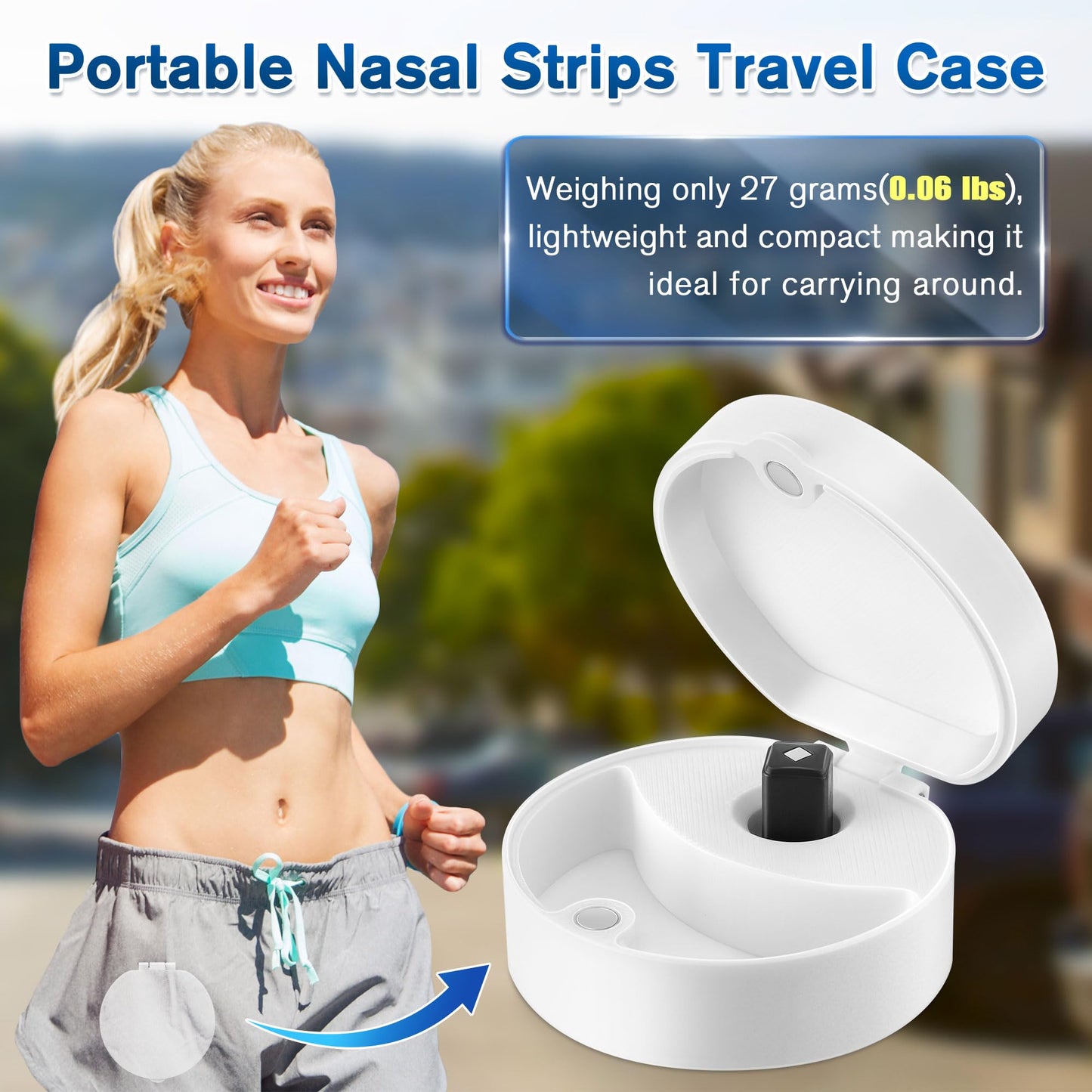 2 Pack Small Travel Case for Magnetic Nose Strips and Magnetic Refill Applicator - Holds Up to 20 Tabs and 1 Band, Compact On The Go Case for Nasal Snoring Solution
