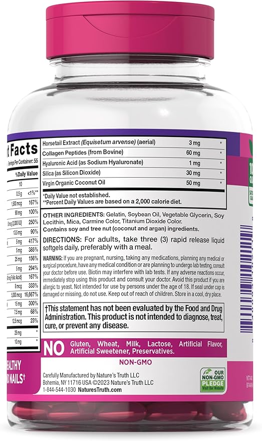 Nature's Truth Hair, Skin & Nails Vitamin | 5000mcg Biotin | 165 Softgels | with Collagen | Non-GMO & Gluten Free Supplement (Pack of 2)