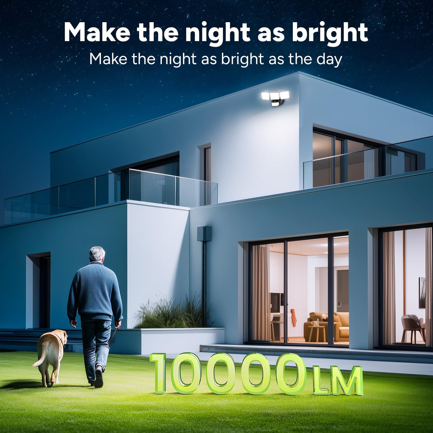 OREiN Flood Lights Outdoor 10000LM Motion Sensor IP65 Waterproof 180? Dusk to Dawn Black OS5600184