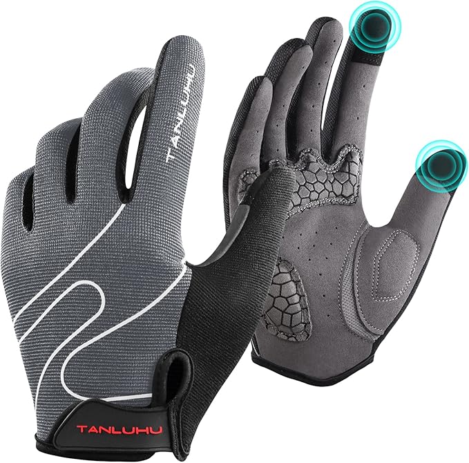 Tanluhu Cycling Gloves Mountain Bike Gloves Biking Gloves for Men Women Outdoor Full Finger Workout Gloves Touch Screen An...