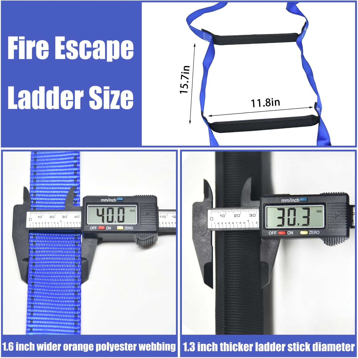 Emergency Fire Escape Ladder 13 Feet Portable Safety Rope Ladder Emergency Escape Ladders for 2-3 Story Homes for Windows, Balconies, and Sailboats, Kayaks, Etc