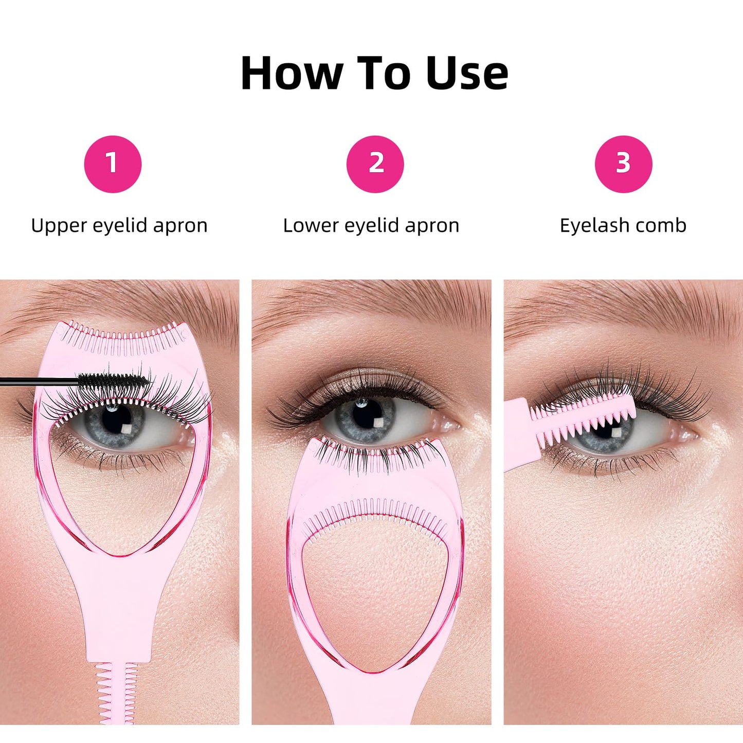 WLLHYF 2 Pack Mascara Shield Guard Makeup Eyelash Buddy 3 in 1 Eye Lash Applicator Tool Beauty Cosmetic Mascara Separator Comb P