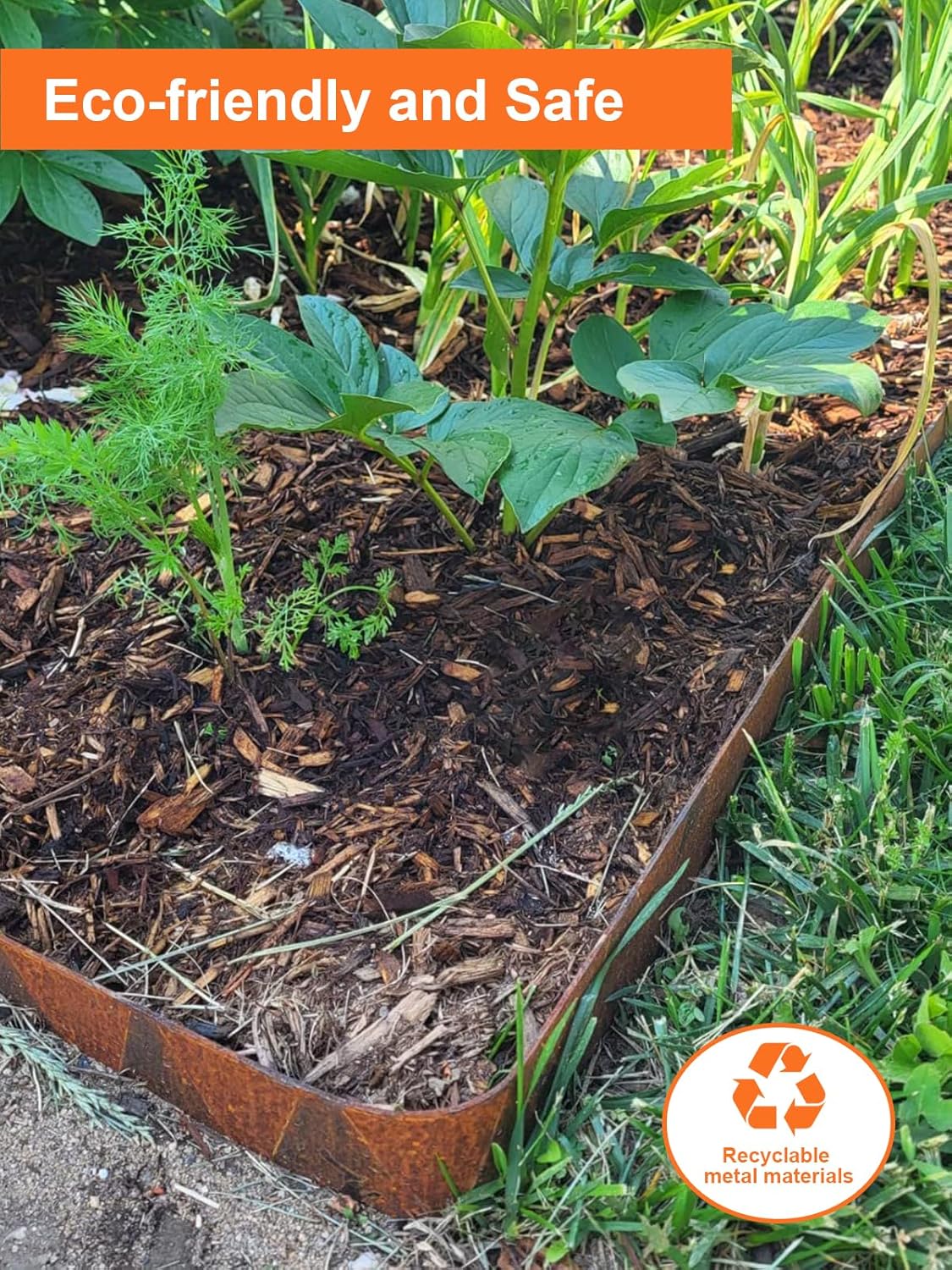 Vinci Landscape Edging Border, 40" L x 8" H 6Pack 20FT Total Rusted Corten Steel Garden Edging with Spikes, Sturdy Elegant Metal Lawn Broder for Flower Beds, Pathways, Paver Edges and Yard