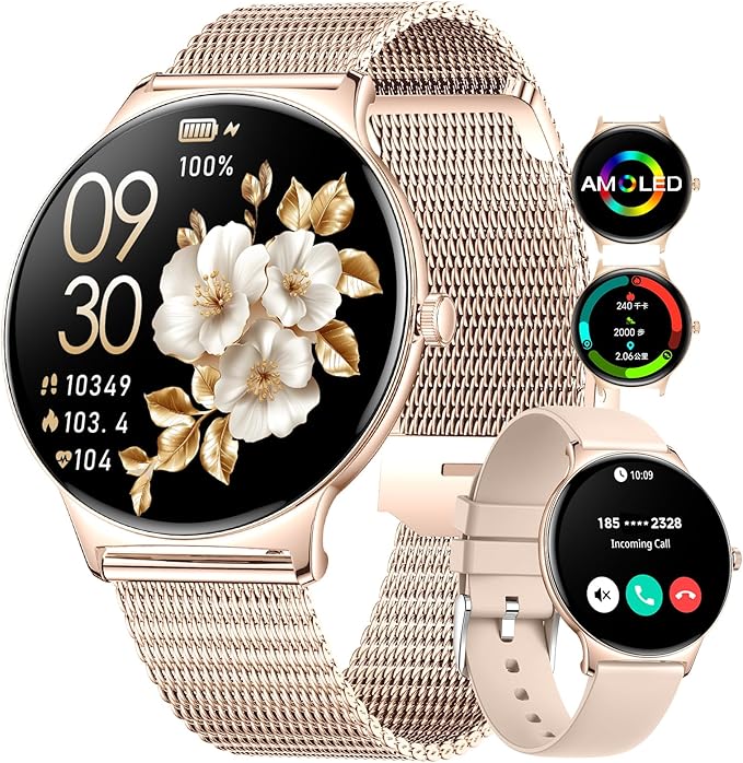 LIGE Smart Watch for Women(Dial/Answer Calls), 1.43" AMOLED HD Display, 100+ Sports Modes Fitness Tracker Watch, 5ATM Wate...