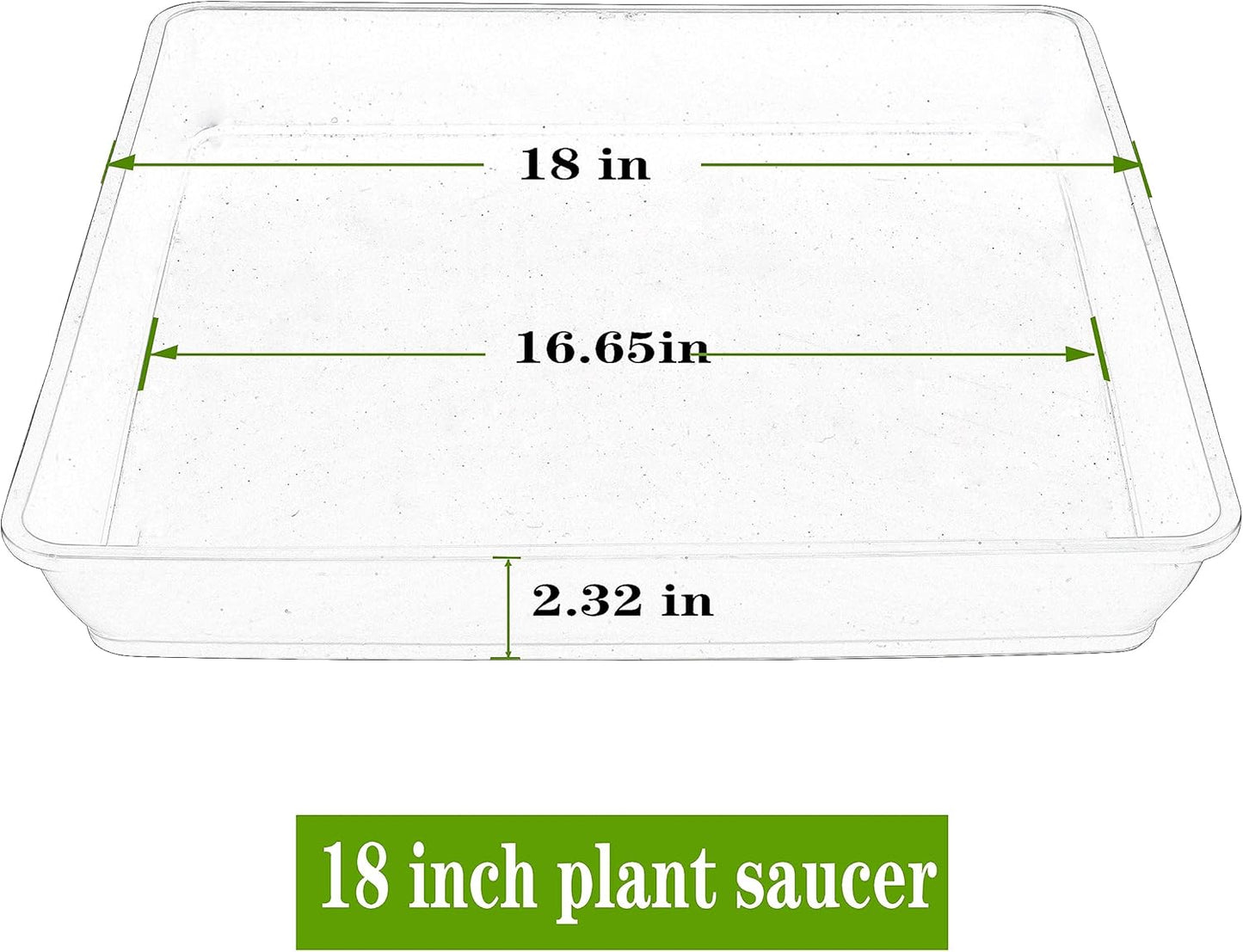 4 Pack Square Plant Saucer 18 Inch, Durable Plastic Plant Saucer, Heavy Duty Plant Pot Saucers, Planters for Indoors and Outdoors Plants，Large Deep Plant Trays for Pots,