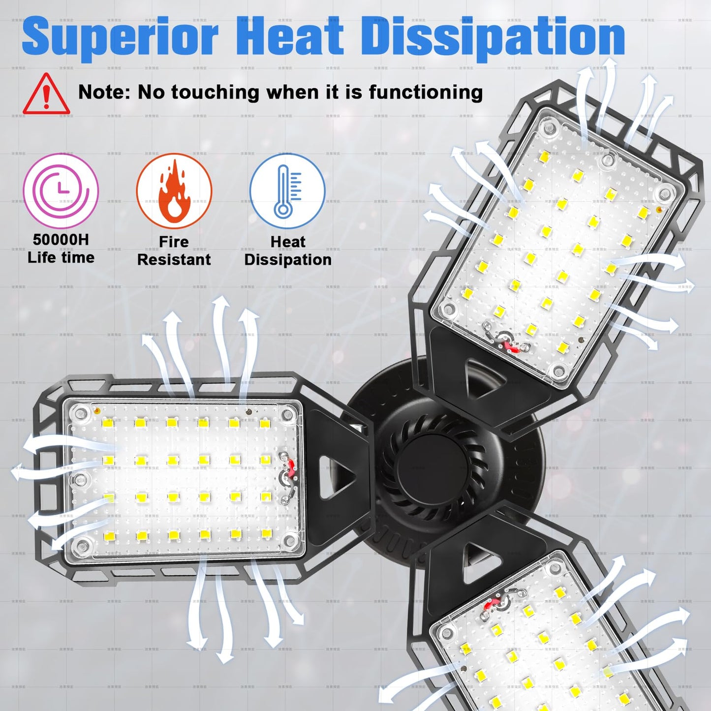 Aoretic LED Garage Lights 80W 8000LM 6500K 4 Pack with 3 Deformable Panels E26/E27