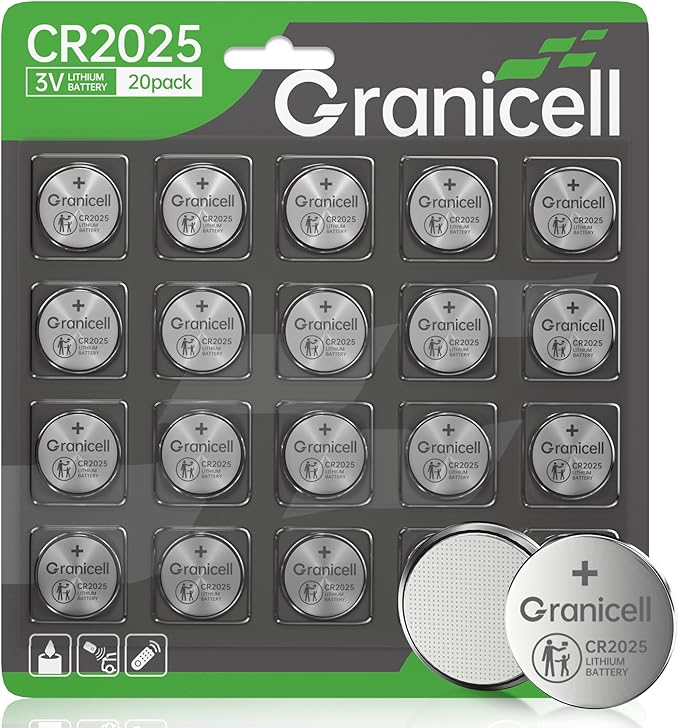 Granicell 2025 Battery Compatible with Apple AirTag CR2025 Lithium 3V Coin Battery for Child Safety, Suitable for Key Fob...