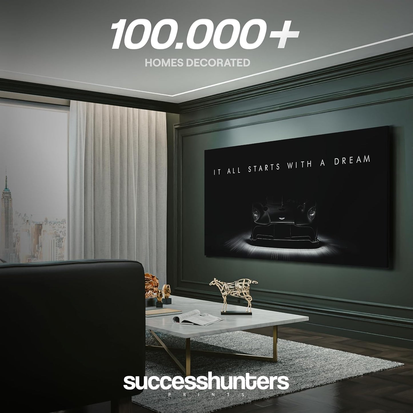 Motivational Wall Art for Office, Super Car Art Canvas, Inspirational Automotive Decor for Aston Martin Valkyrie Sportscar Lovers, Motivational Wall Decor for Office and Home Car Poster (20" x 40" in)