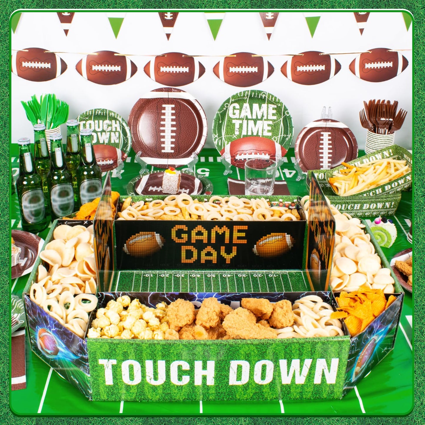 Football Party Supplies Food Tray – 25 x 20 Inch Large Snack Stadium, Serving Tray for Super Bowl Party - Football Party Decorations with Food Display for Game Day