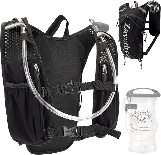 Zavothy Hydration Backpack with Rain Cover, 1.5L Lightweight Hydration Pack for Hiking, Cycling & Trail Running