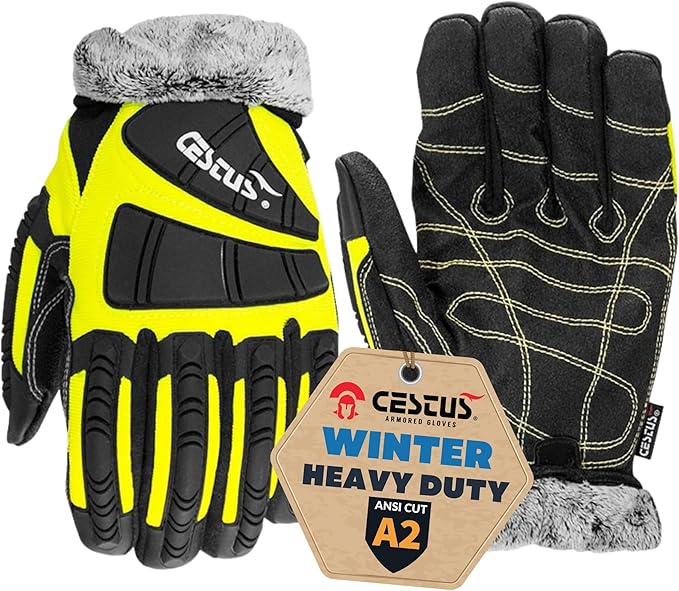 Cestus 5056, Heavy Duty Winter Work Gloves for Men with Impact, Insulated Waterproof for Construction, Rigging, Demolition