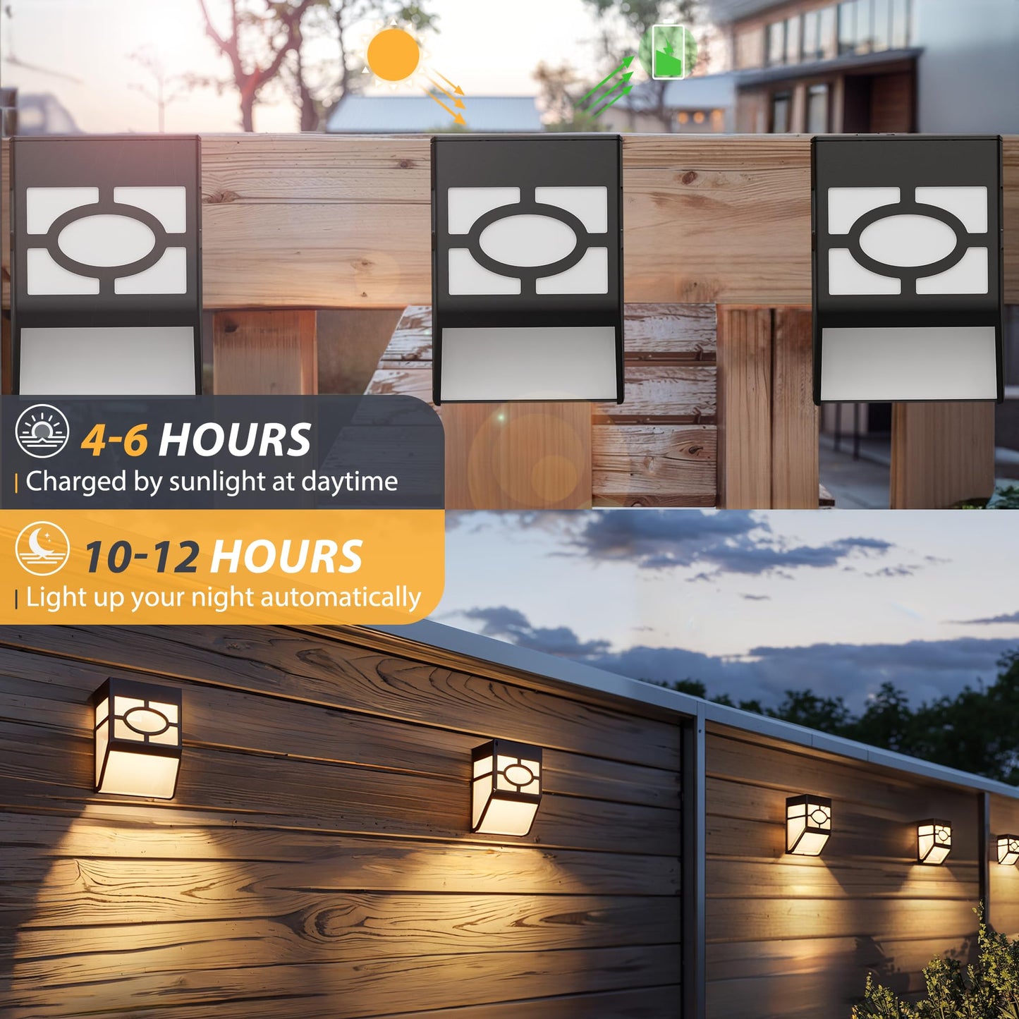 Otdair Solar Lights Outdoor, 8 Pack Warm White/Multicolour Led Decorative Fence Lights, Waterproof Plastic For Deck, Patio, Yard