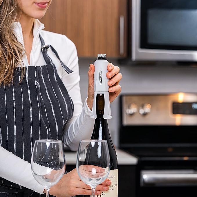 Cork Pops Legacy Wine Opener Built-in 4-Blade Foil Cutter Safe Cork Removal, Effortless Push Button Use, Needle Guard for Safety, Low-Pressure Cartridge Opens Up To 60 Bottles