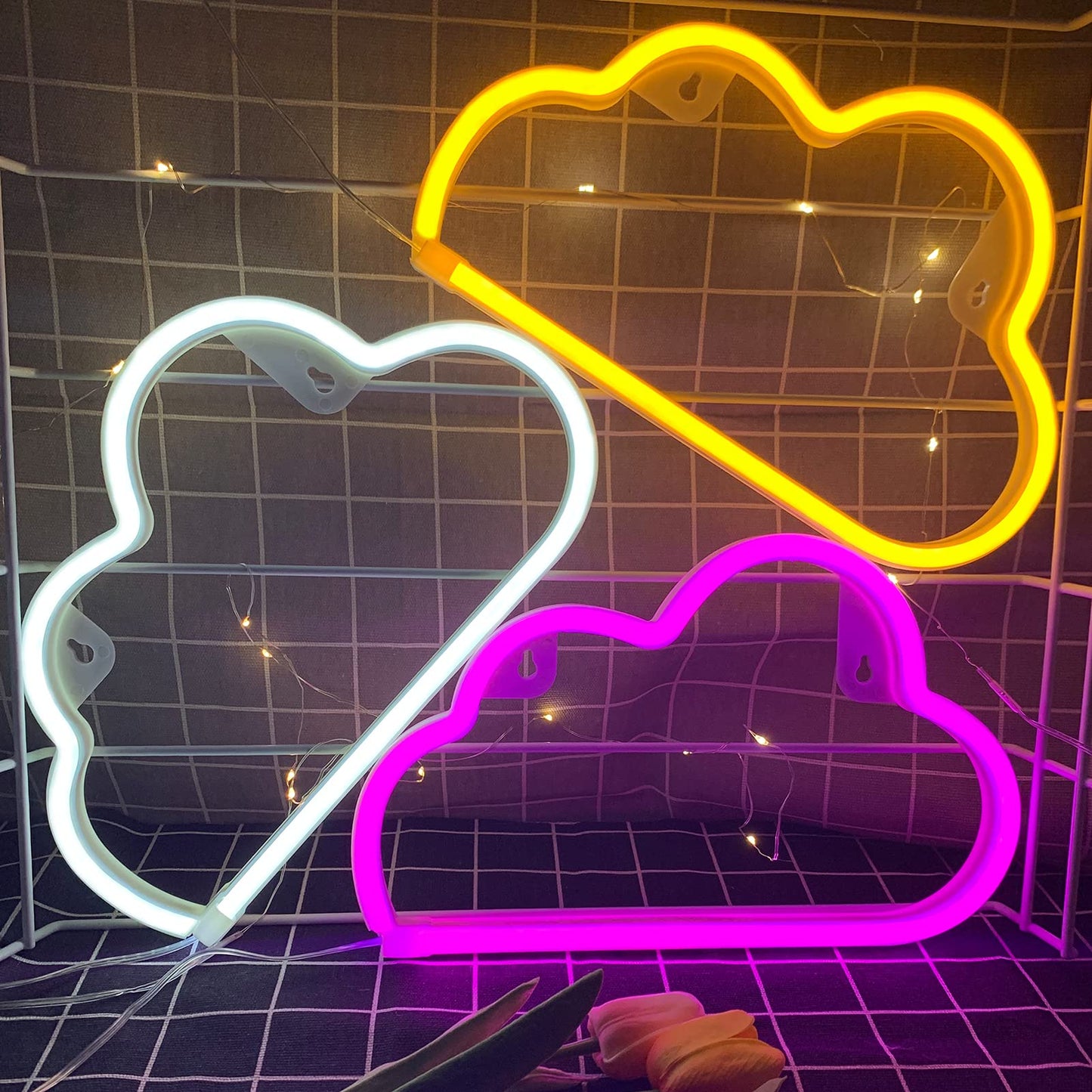 Bernicekelly Led Cloud Neon Light, Yellow, Battery/Usb Powered, Wall Decor For Bedroom, Model Yyi-50