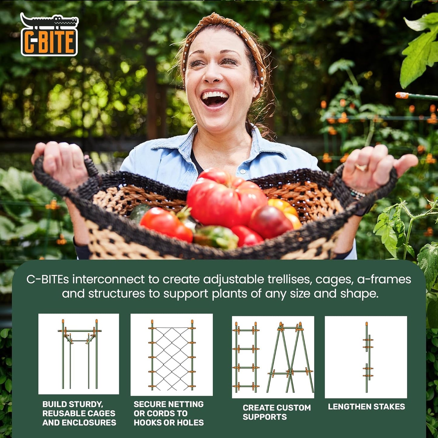 Plant Support Clips for Trellis, Garden Stakes, Wire Fence, Climbing Plants, Indoor Gardening, Hydroponics Systems, and Vines | Durable Gardening Clips (Tangerine Orange - 1,000 Pack)