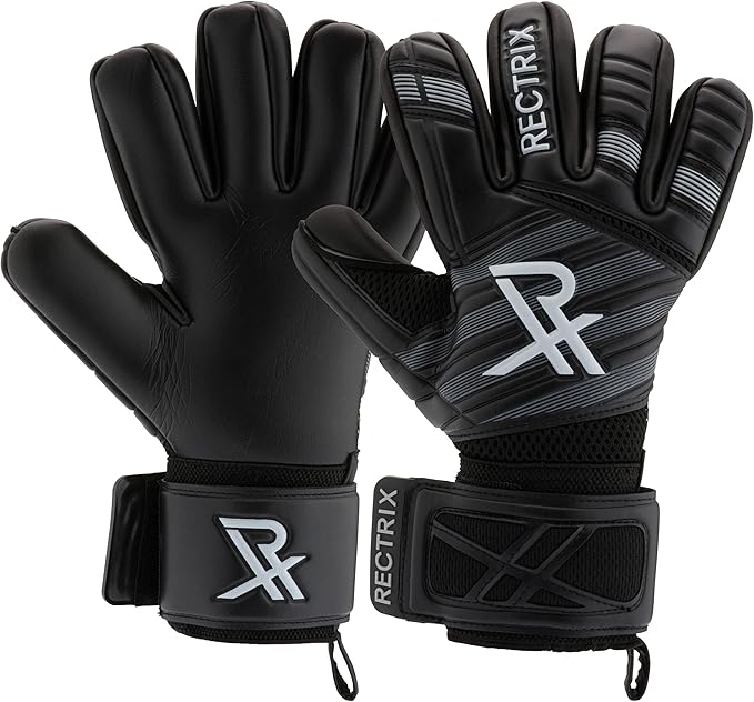 Rectrix 1.0 Goalkeeper Gloves (with Free Zip Case) - Negative Cut - Youth & Adult Sizes - Pro-Level Grip for Football Socc...