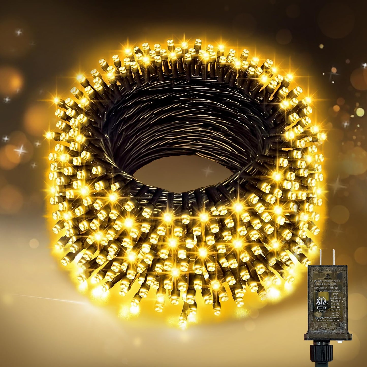Nisocy 200 Led Christmas Connectable String Lights Outdoor Waterproof - Warm White Fairy Lights With Plug  Tree Lights For Patio  Garden  Bedroom  Wedding  Party  Decor (66Ft)