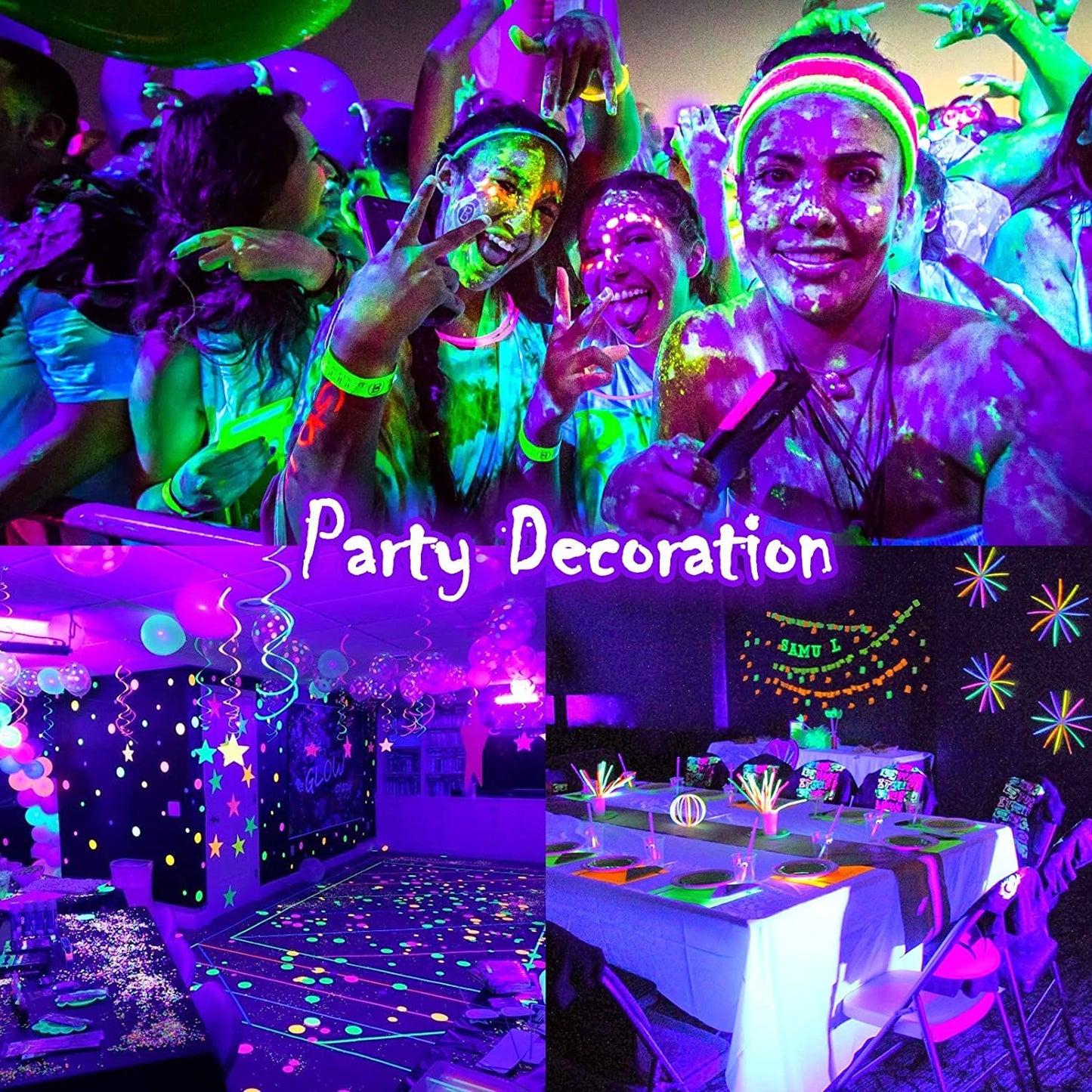 Litake 6W Uv Black Lights - Sound Activated Led Disco Ball Strobe Lights, 2 Pack, Remote Control For Parties, Halloween, Xmas, Black