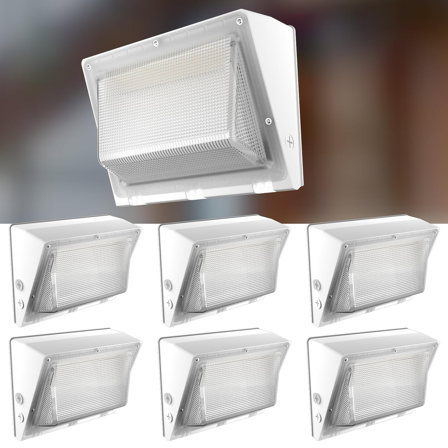 Lightdot 6Pack 250W Led Wall Pack Lights  100-277V Dusk To Dawn With Photocell | 37500Lm(150Lm/W) 5000K Ip65 Outdoor Exterior Lighting Fixture  Energy Saving|5-Yrs Warranty  Etl White(Height:20-40Ft)