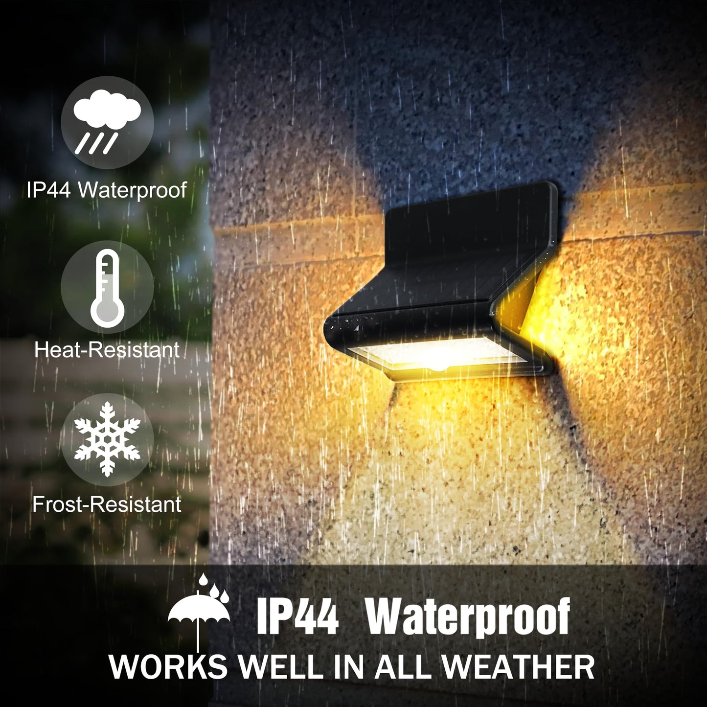 AURAXY Motion Sensor Outdoor Lights, 3 Modes, IP44 Waterproof, Solar, 2 Pack, Black, ABS Material