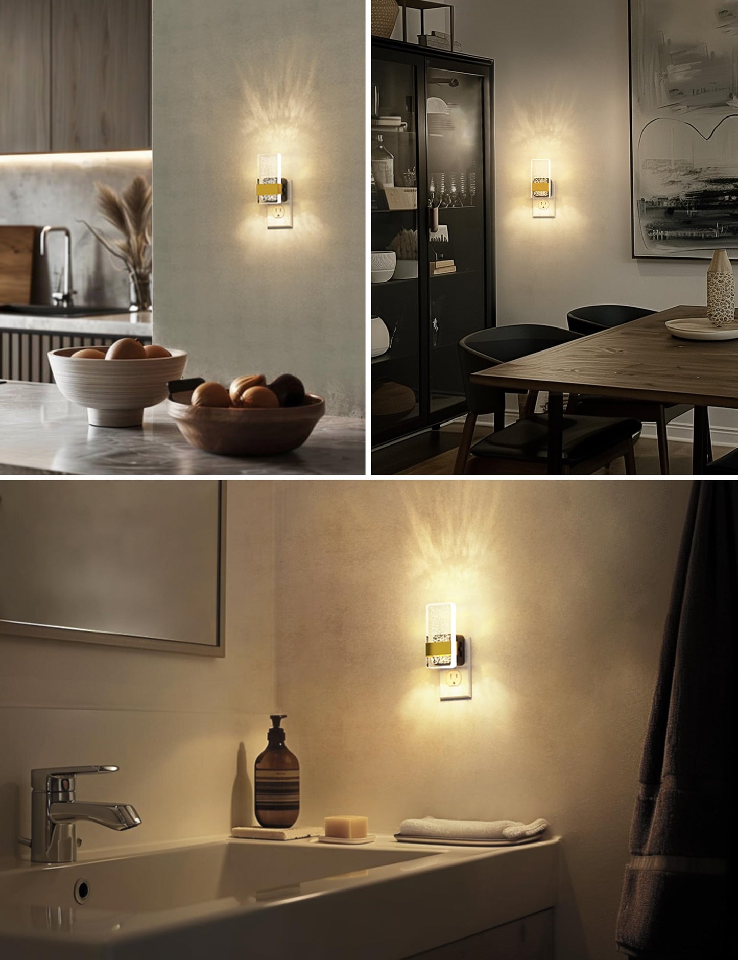 L Lohas Led Night Light  Bathroom Night Lights Plug Into Wall With Dusk-To-Dawn Sensor  0-100Lm Dimmable Nightlight  Wall Sconce-Style Design Nightlights For Hallway Stairway Gift  1 Pack