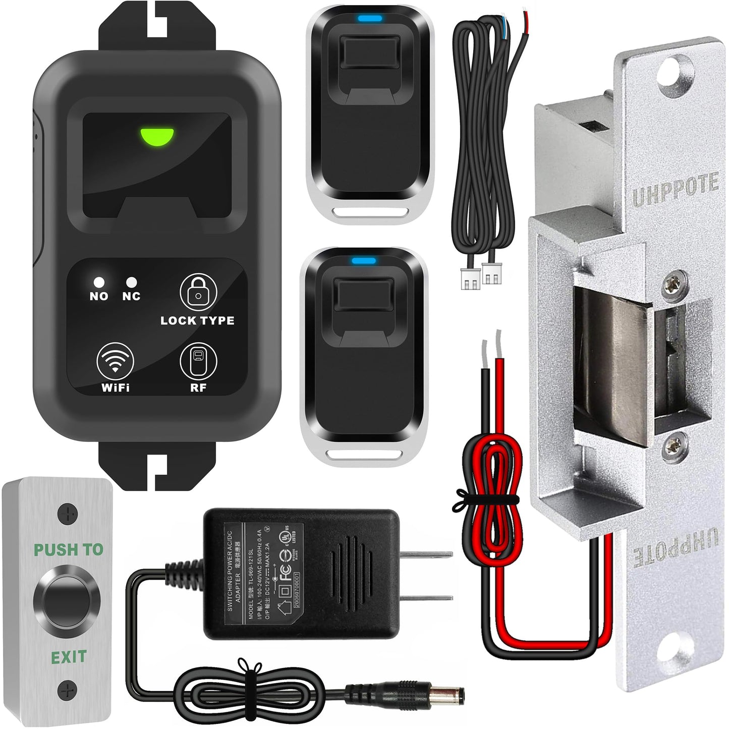UHPPOTE 2.4GHz WiFi Electric Stike Access Control Door Lock Kit System Remote and Smartphone app Control