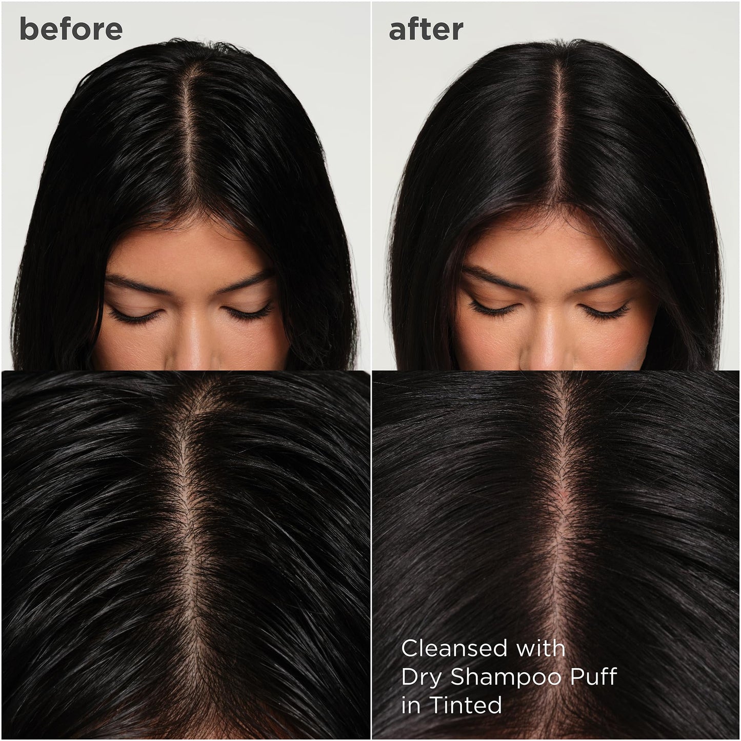 Briogeo Style & Treat Dry Shampoo Puff - Tinted for Dark Hair - Mattifying Dry Shampoo Powder - Non-Aerosol, Talc Free, Benzene