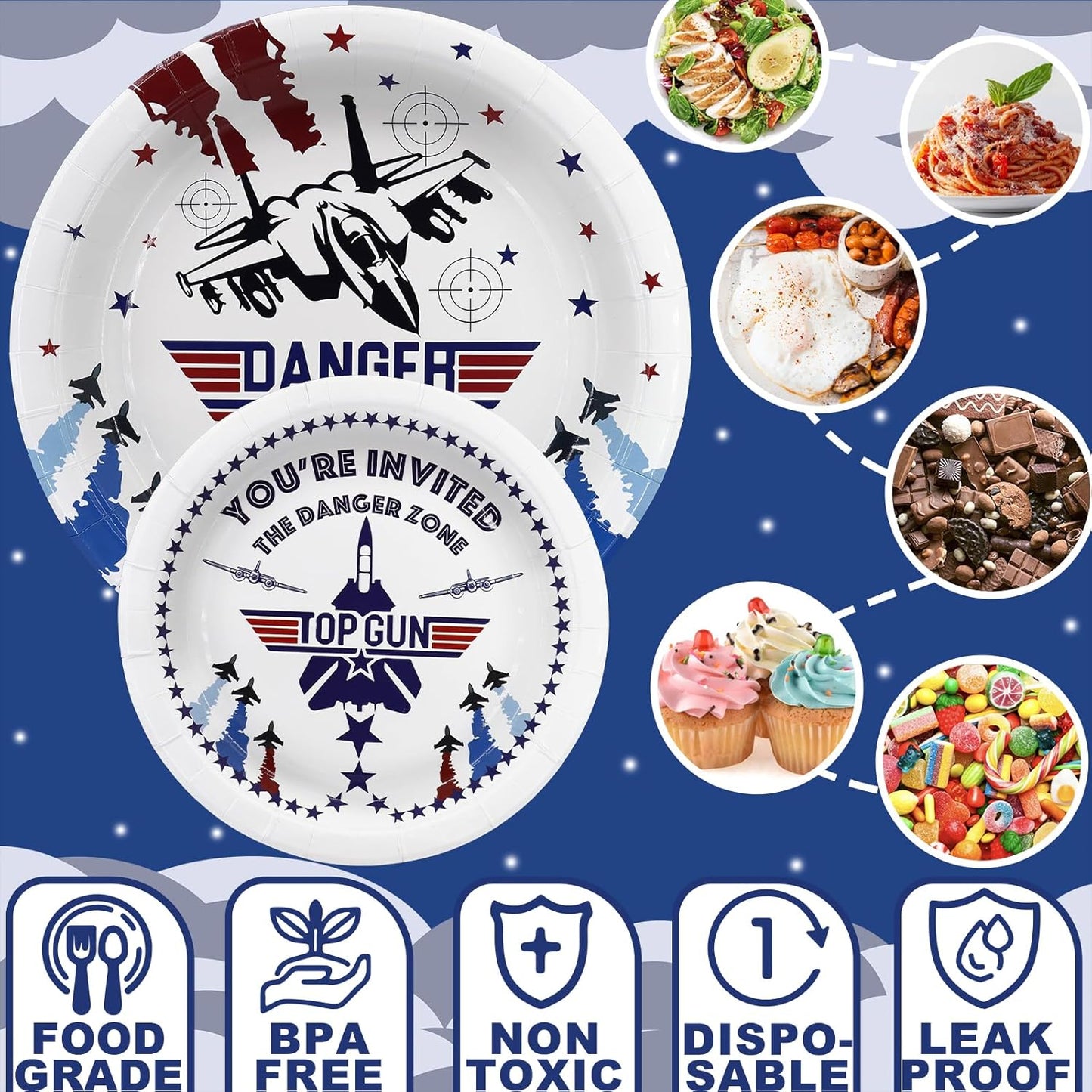 Fighter Pilot Party Decorations Set - Fun Fighter Pilot Party Plates, Napkins, and Forks for an Exciting Celebration - Disposable Fighter Jet Party Supplies for Birthdays and Events