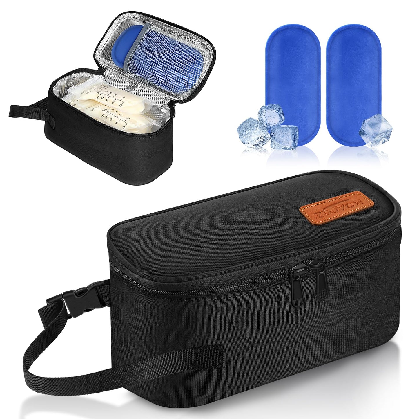 ZDJYCH Breast Milk Cooler Travel Bag,Portable Insulated Bag with 2 Ice Packs,Holds 5-7 Frozen Milk,Fits Narrow Breast Milk Storage Bags, Essential for Nursing Moms Travel/Daycare,Thickened Version