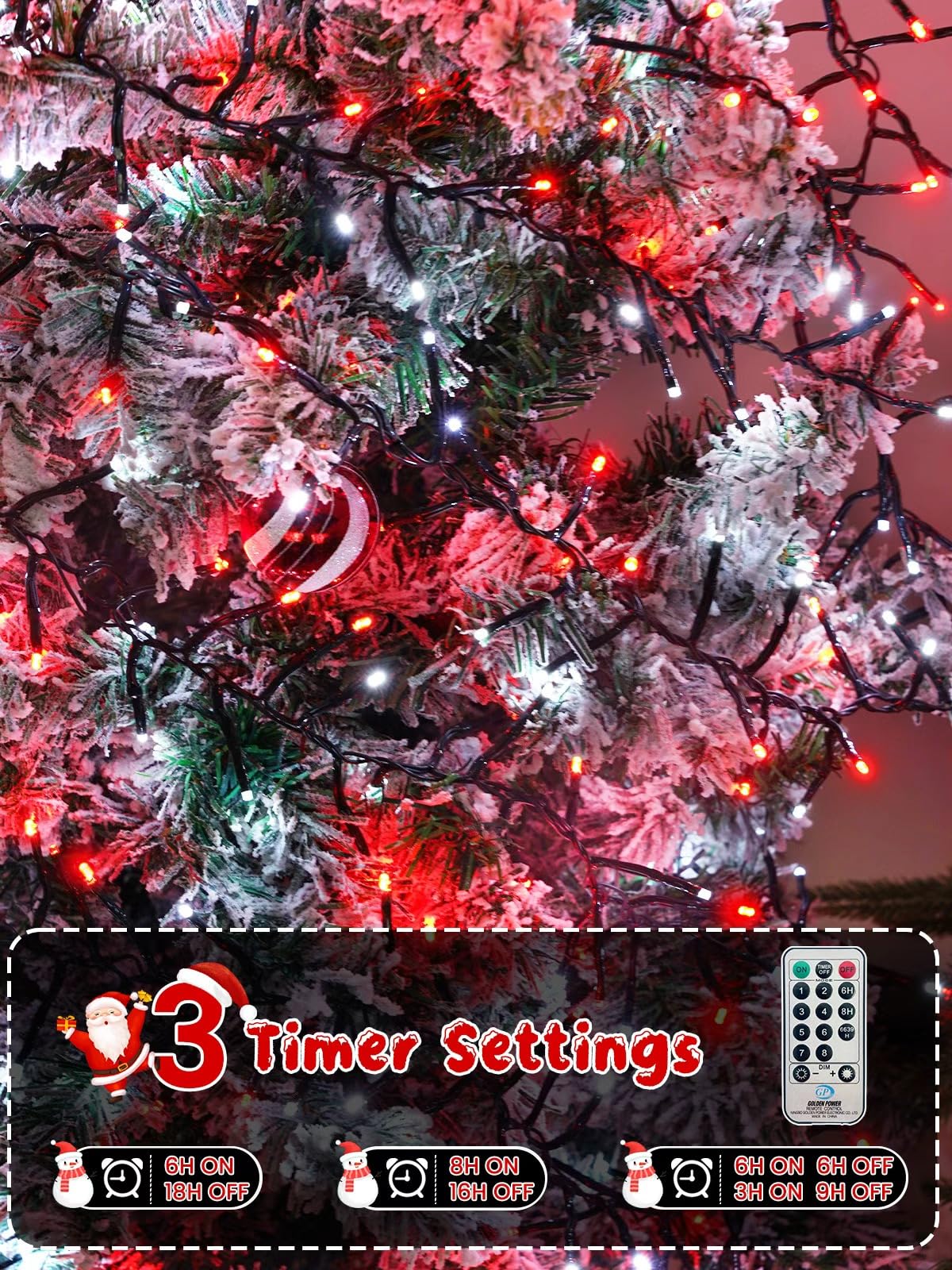 50Ft 1000 Led Christmas Cluster Lights  Fire er String Lights With Remote & 8 Modes & Timer  Waterproof Fairy Twinkle Light Plug In For Indoor Outdoor Party Garden Xmas Tree Decoration  Red White
