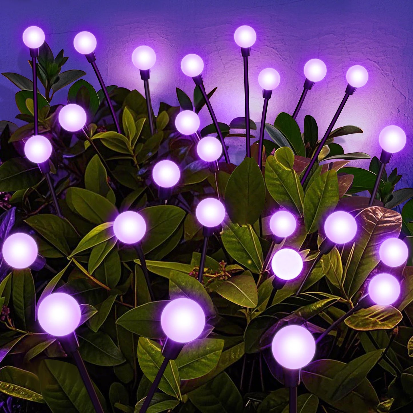 ZFNN Solar Garden Lights, 4 Pack Firefly Swaying Lights, Waterproof, 24 LED, Purple, Model YHC-2pack10head