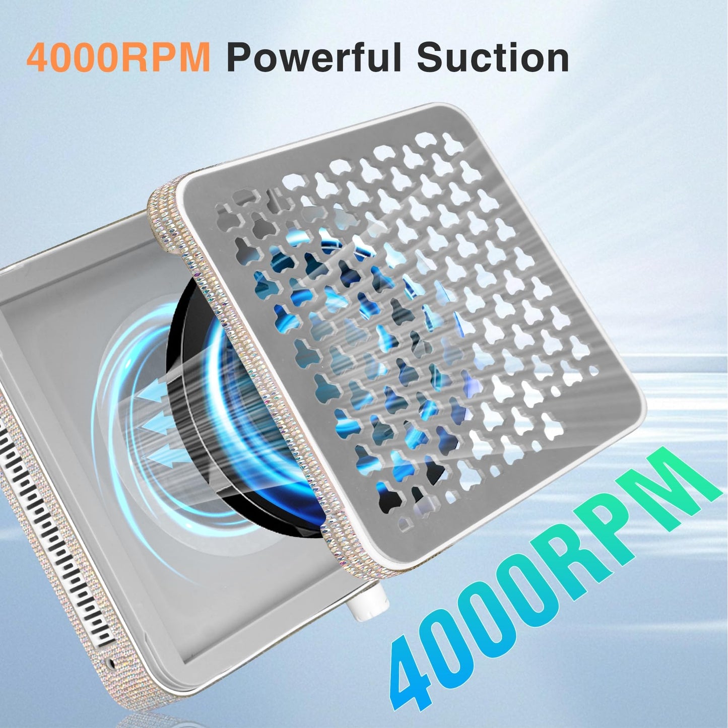 Rechargeable Nail Dust Collector, 10-Gear Powerful Cordless Nail Fan Dust Collector for Nails Vacuum Duster Professional Dust Co