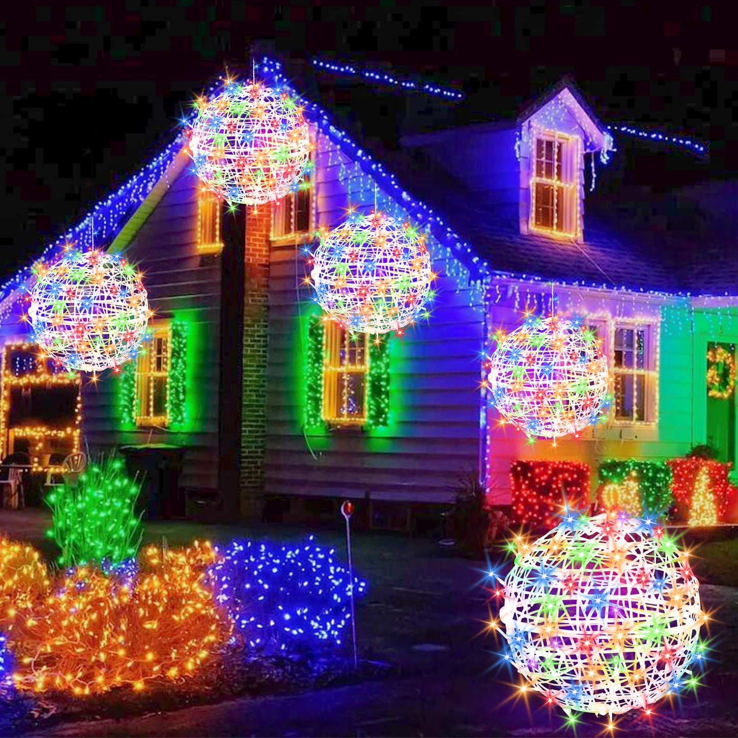 Baung Christmas String Lights Outdoors 4 Pack 15.74 Sphere Lights Ball Tree Garden Globe Lights For Home  Party  Christmas  Porch Patio Wedding  Garden Tree Decoration With Plug