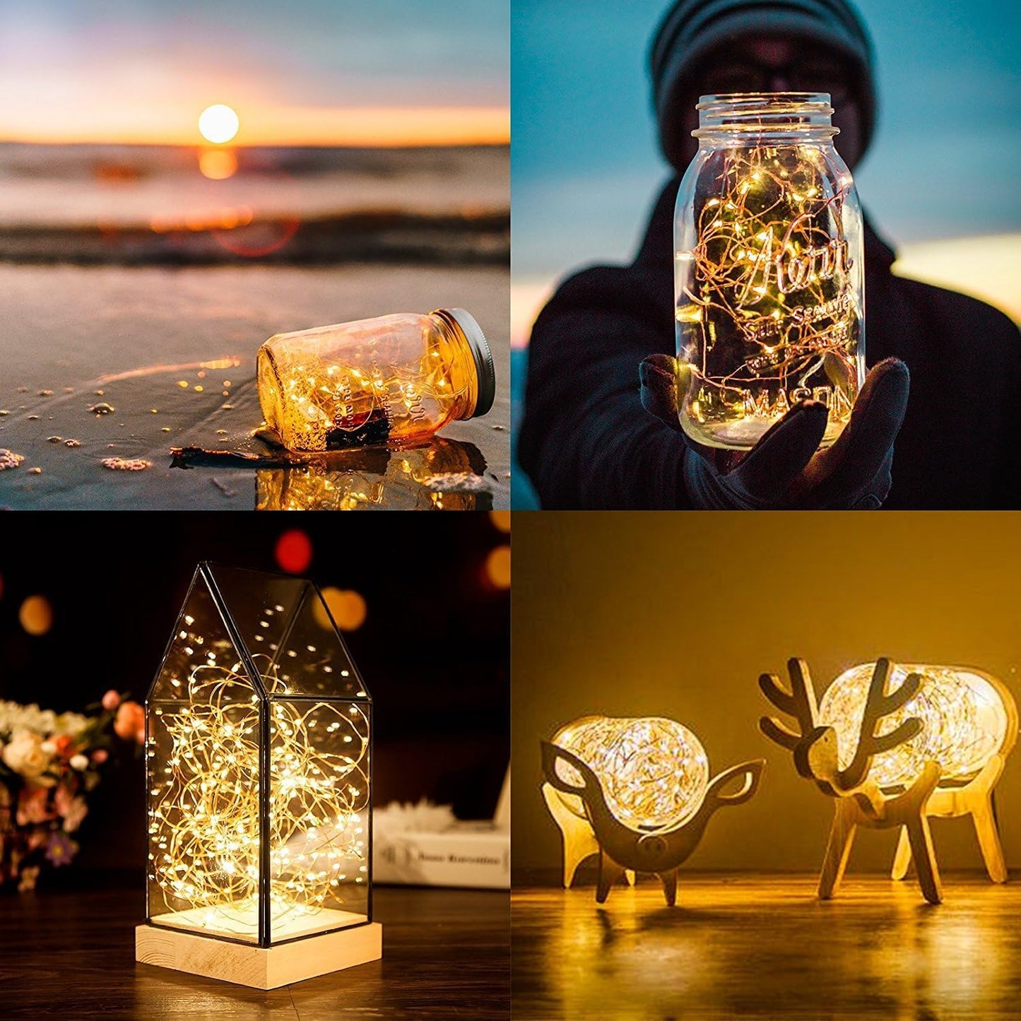 ANJAYLIA LED String Lights 50 Mini Twinkle Lights Battery Operated 16.4ft Warm White Decor for Wedding Party Christmas