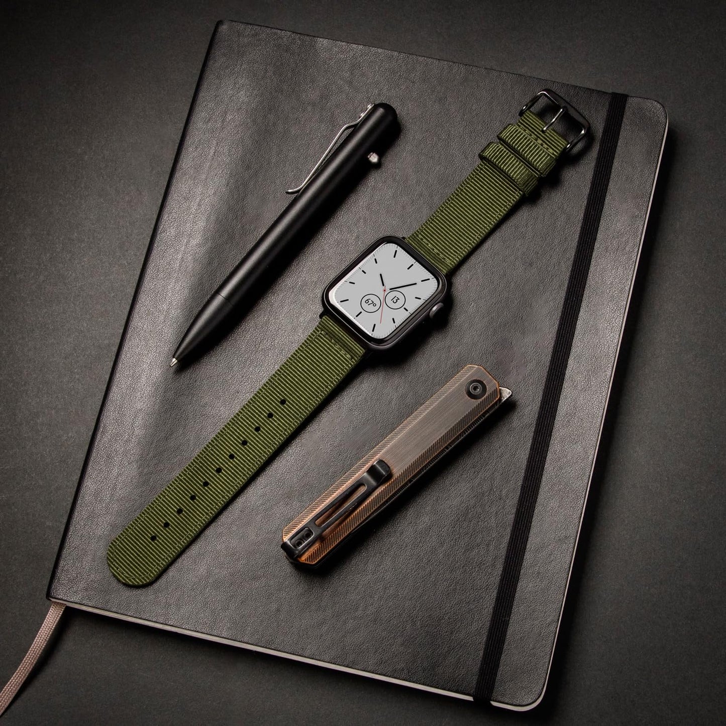 Archer Watch Straps - Premium Nylon Straps For Apple Watch (Olive, Black, 40/41/42Mm)