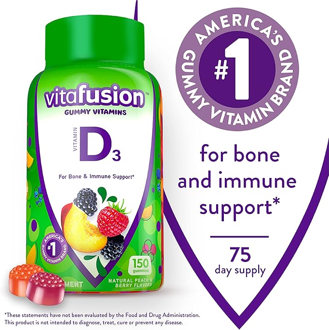 Vitafusion Extra Strength Melatonin Gummy Vitamins, 5mg, 120 ct Gummies & Vitamin D3 Gummy Vitamins for Bone and Immune System Support