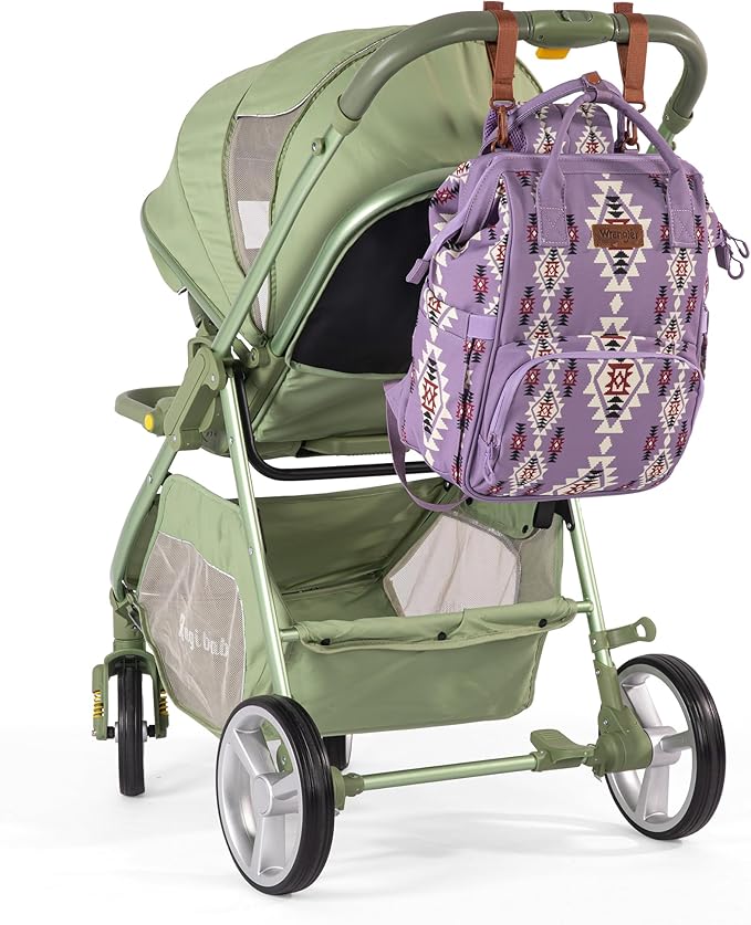Montana West Wrangler Diaper Bag Backpack Aztec Travel Backpack Purses Western Multi-Function Baby Bags for Mom with Waterproof Insulated Pockets