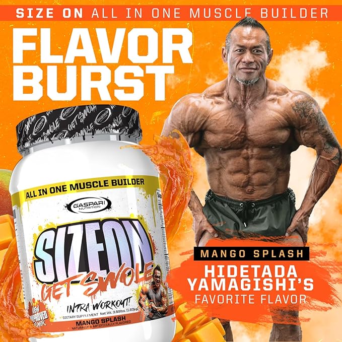 Gaspari Nutrition SizeOn, The Ultimate Hybrid Intra-Workout Amino Acid & Creatine Formula, Increased Muscle Volume & Muscle Recovery (3.59 Pounds, Mango Splash)