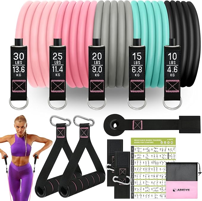 Aihoye Resistance Bands for Working Out, Exercise Bands with Handles, Stretch Bands for Exercise, Workout Bands with Door ...